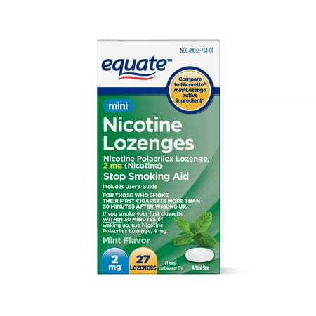 Equate Mini Nicotine Lozenges, Mint Flavor, 2 mg, 27