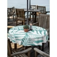 thumbnail image 2 of Outdoor Tablecloths with Umbrella Hole & Zipper, Palm Tree Monstera Round Tablecloths 60 Inch, Turquoise Teal White Leaf Boho Botanical Waterproof Table Cloth, Patio/Pool/Picnic Table Covers, 2 of 8