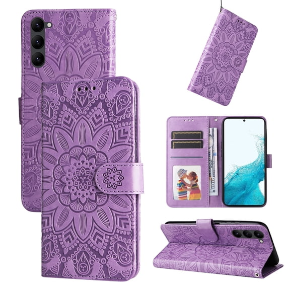 For Samsung Galaxy S23 5G Embossed Sunflower Leather Phone Case