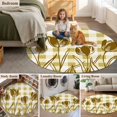 thumbnail image 6 of Yellow Tulip Round Area&nbsp;Rug 5ft Yellow Flower Silhouette Non-Slip&nbsp;Washable Circle Rugs Soft Felt Indoor Floor Mat for Bedroom Kitchen Living Room Bathroom, 6 of 9