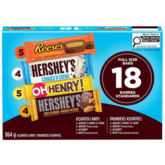 Hershey's 18 Full Size Bars Variety Pack, 864g/30.5 oz. Box
