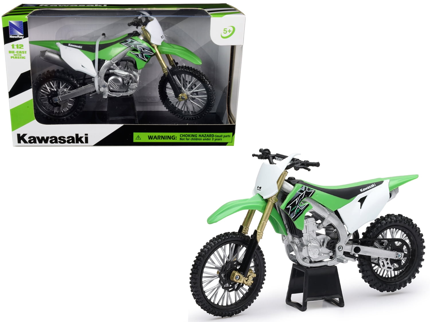Kawasaki KXF 450 1:12 Die Cast Motocross Self Assembly Toy Model Motorbike Green 