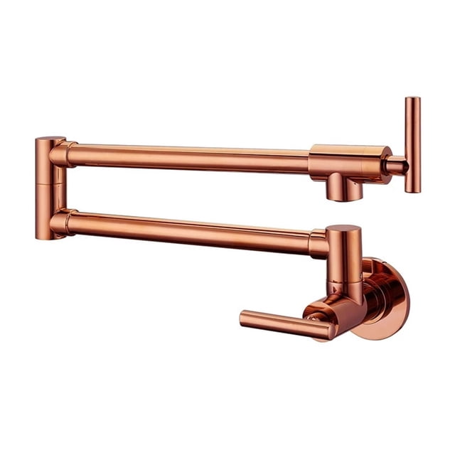 Robinet de Cuisine en Laiton Chromé Brossé Noir Monté au Mur, Pivotant, Pliant, Rétractable, Rotatif, Extensible pour Évier, Débit d'Eau Élevé