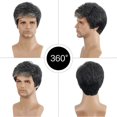 thumbnail image 3 of Men's Short Hair Wig Natural Hairpiece Synthetic Wigs Hair with Bangs, 3 of 4