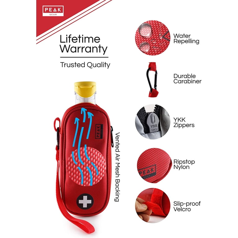 Eponine レッド バッグ 保存袋付き Peak Gear Red EpiPen Carrying Case - Medicine Travel Bag with