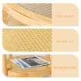 thumbnail image 5 of IVV 19.7" Round Side Table with Glass Top and Hand-Woven Rattan Shelf, Natural Rubberwood Frame Small End Table for Living Room, Balcony, Patio, 5 of 9