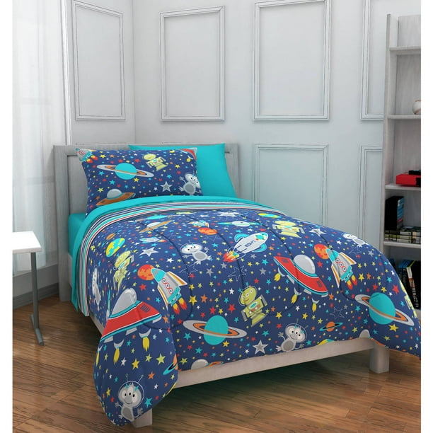 Mainstays Kids Blue Outer Space, Solar System Bedding Twin