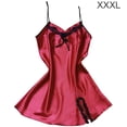 thumbnail image 1 of Camisón de encaje con cuello en V y espalda descubierta, camisón sedoso, ropa de dormir para mujer, rojo vino, 3L tholdsy AP001175-06B, 1 of 7
