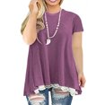 thumbnail image 2 of Fridja Womens Solid Color Summer Tops Plus-Size Lace T Shirts Flowy A-Line Tunics Tops, 2 of 7