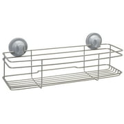 Satin Nickel Long Shower Basket, Better Homes & Gardens, Metal, 1 Shelf, Suction and Adhesive Mount