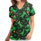 thumbnail image 1 of Blusa de manga corta con cuello en V para mujer, uniforme con bolsillos estampados de Navidad Pompotops hkajfhjk457697, 1 of 3
