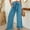 c001Blue, variant on Womens Plus Size Wide Leg Pants Summer High Waist Bandage Flowy Casual Trousers Loose Lounge Beach Travel Vacation Clothes Blue XXXL