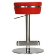 thumbnail image 2 of Cortesi Home  Athena Premium Adjustable Backless Round Barstool in Brushed Stainless Steel with Heavy Solid Base, Red, 2 of 4