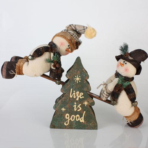 Modern Lodge Snowman Seesaw Teeter Totter Christmas Table Top