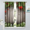 thumbnail image 4 of Christmas Blackout Curtain,Rustic Wooden Plank Bedroom Window Treatments,Christmas Snowflakes Print Window Drapes for Living Room 42x63in, 4 of 6