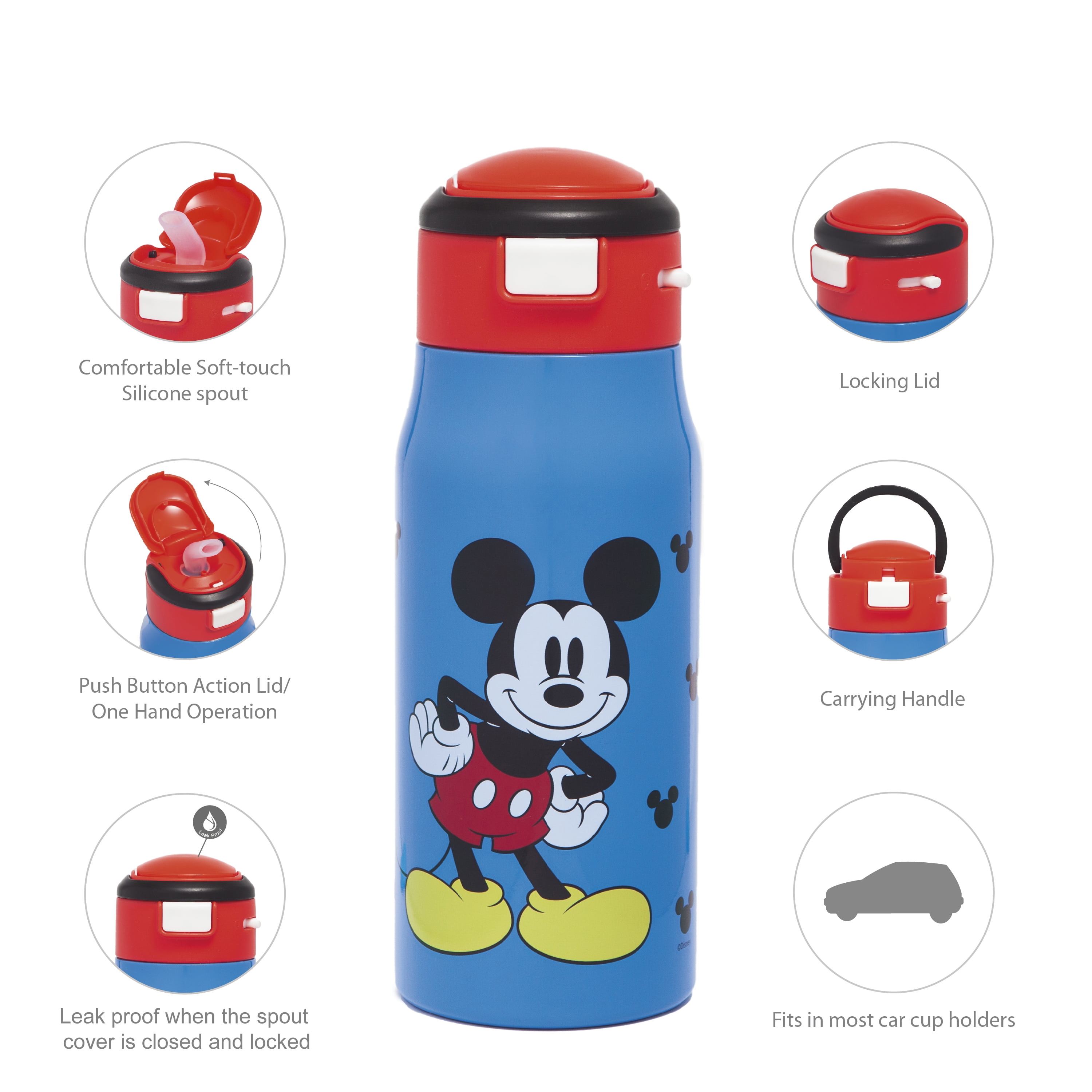 Disney Kids Water Bottles Mickey Minnie Mouse Cartoon Cups with