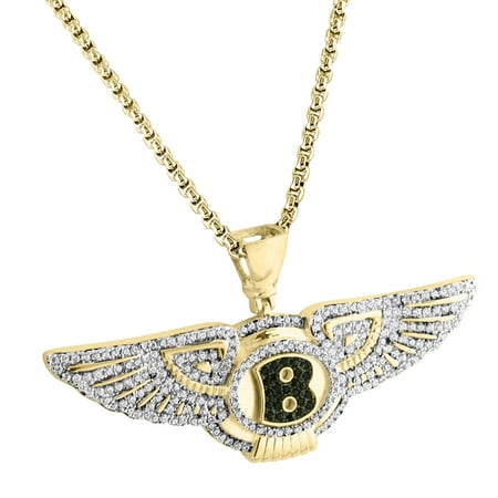 Logo Silver Chain - Bentley Car Logo Pendant Iced Out Sterling Silver Simulated Diamonds 24