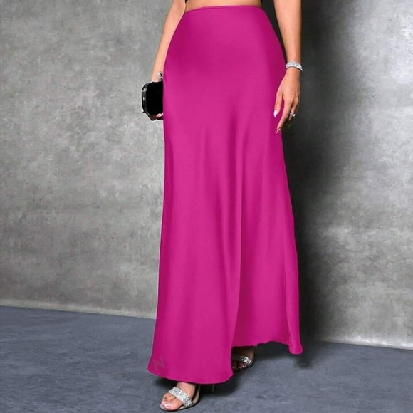 Summer Savings Clearance Iumwxz Satin Hang Down Trendy A-Line Skirt Summer Skirts Solid Skirt Zipper Mid Waist Long Skirt for Women Loose Fit Vacation