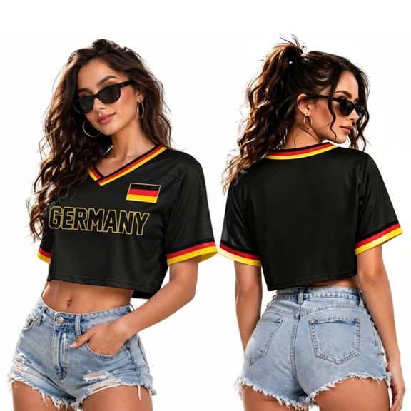 Soccer Jersey for Women Y2K Short Sleeve Mesh Crop Tops Baggy Streetwear Summer Shirt Personlized Fans Apparel,Black,L