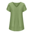 thumbnail image 5 of VERUGU Womens Tops Chiffon Short Sleeve Shirts Spring Summer Casual V Neck Blouse Double Layer Ruffle Tunics Tops Army Green S, 5 of 6