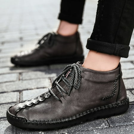 

Men Loafer Shoes Ankle Boot Vintage Anti-slip for Autumn Outdoor Business Driving 44 Gray