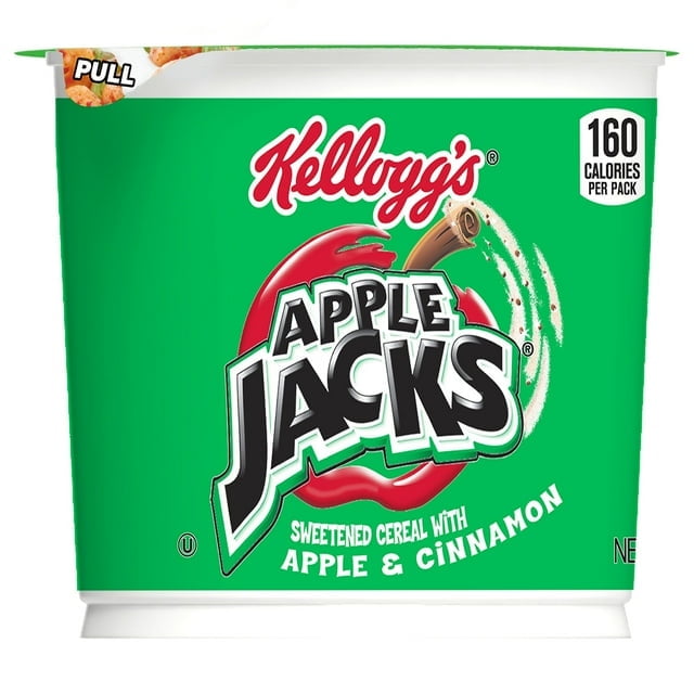 Kellogg's Apple Jacks Breakfast Cereal Cups, Kids Cereal, Family Breakfast, Original, 1.5oz Cup (Pack of 6)