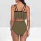 thumbnail image 2 of Bikini de Mujer Trajes de Baño Bikini con Ruffles Conjunto con Sujetador Acolchado Extraíble, Pantalones Cortos de Cintura Alta para la Playa, 2 of 4