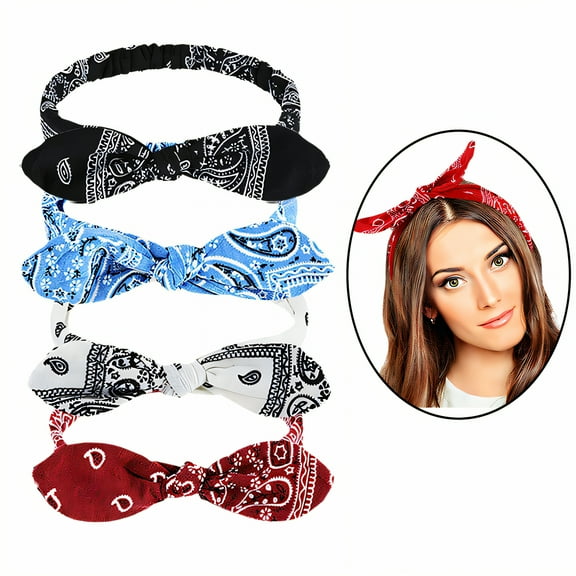 TELOLY 4Pcs Headbands for Women,Cloth Wide Headband,Bow Headband for Washing Face,Mixing1