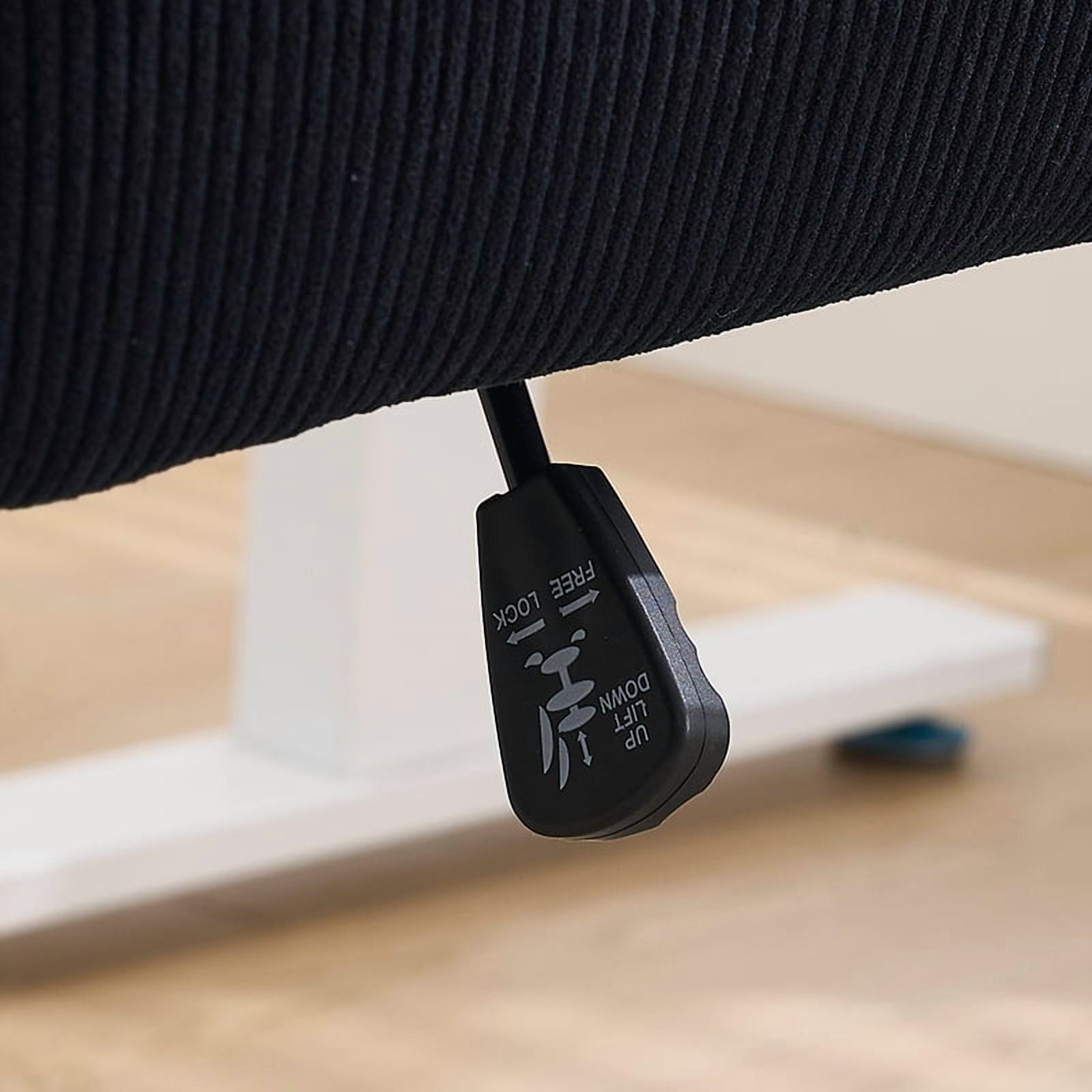 Mid Back Office Chair with Ergonomic Design, Fabric Lumbar Support, Adjustable Golden Base for Desk Work, Black