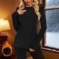 thumbnail image 2 of Lenpel Thermal Shirts for Women Soft Long Sleeve Crew Neck Fleece Lined Base Layer Tops Winter Warm Undershirts Fall Fashion Tees(Black,Large), 2 of 8