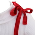 thumbnail image 5 of URMAGIC Toddler Christmas Winter Outfit Baby Girl Long Sleeve Ruffled White Top Mini Red Dress 2Pcs Set, 5 of 9