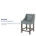 thumbnail image 5 of Merrick Lane Upholstered 24" High Stool Transitional Light Gray Faux Leather Tufted Walnut Counter Stool with Accent Nail Trim, 5 of 13