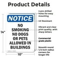 thumbnail image 2 of (2 Pack) No Smoking No Dogs Or Pets Allowed OSHA Notice Sign 10 Inch X 14 Inch Plastic Sign, Weather Resistant, UV Protected for Workplace, Business, and Construction Site, Made in the, 2 of 8