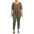 thumbnail image 4 of Terra & Sky Women's Plus Size Puff Sleeve Square Neck Babydoll Top, 4 of 5
