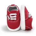 thumbnail image 2 of Baby Canvas Shoes Infant Girls Boys Sneakers Toddler First Walkers Slip On Newborn Crib Shoes(Red,6-12 Months), 2 of 6