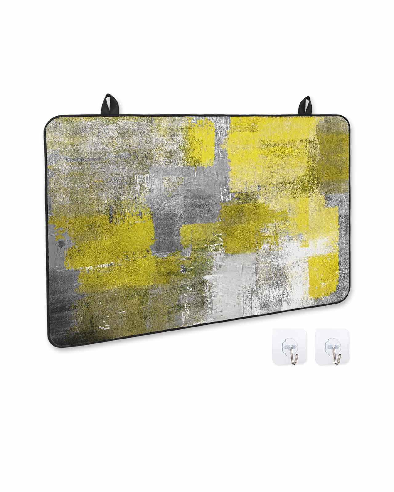nqOlkjepod Large Induction Cooktop Protector Mat 36"x21", Yellow Grey Stove Top Covers for Electric Stove, Modern Oil Painted Abstract Art Aesthetics Stove Burner Cover Mats, Glass Top Stove Cover
