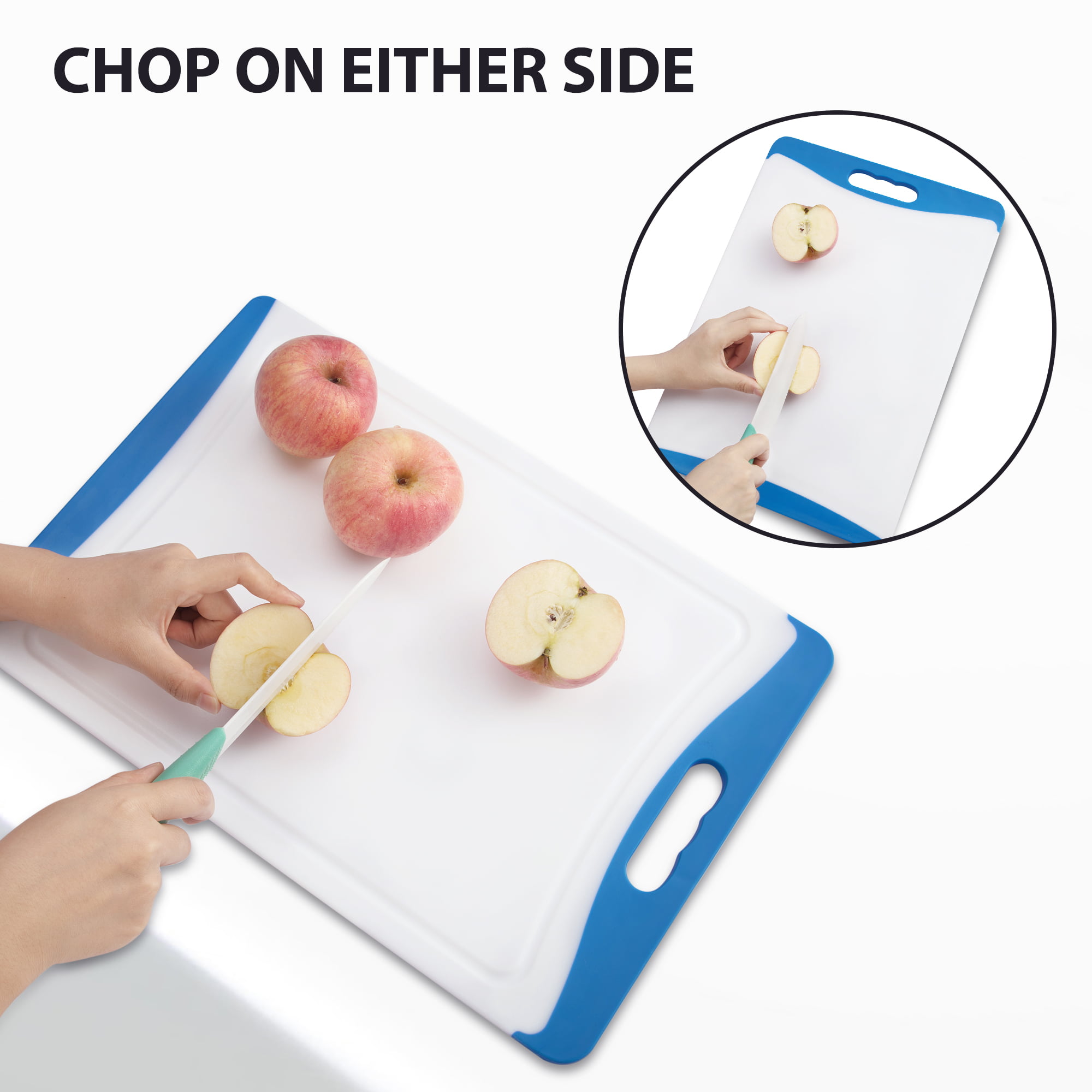 Cibeat Extra Large Cutting Board, Dishwasher Safe Chopping Boards with Juice Grooves and Easy Grip Handle, BPA Free, 3 Pieces Plastic Cutting Board