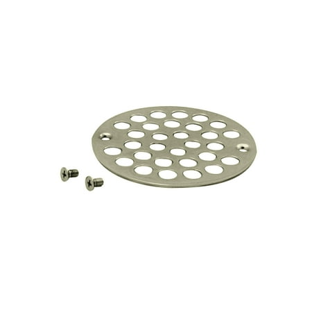 Westbrass D3192-05 4" OD Brass Shower Strainer Grid Drain Cover, Polished Nickel