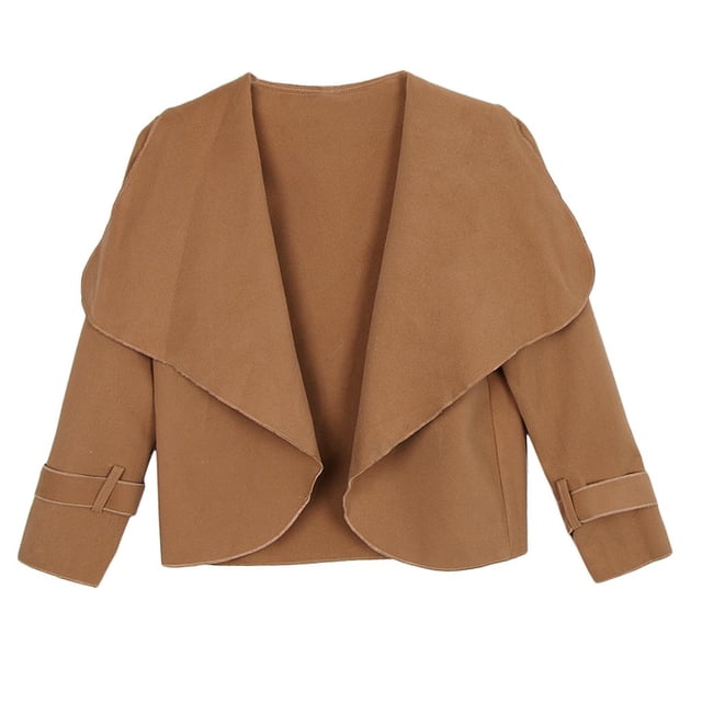 Elegante para proteger De Mujer De Manga Larga De Con Solapa para proteger De Chaqueta De Solapa Corto Abierto Delante SG BLESIY Chaqueta corta de lana
