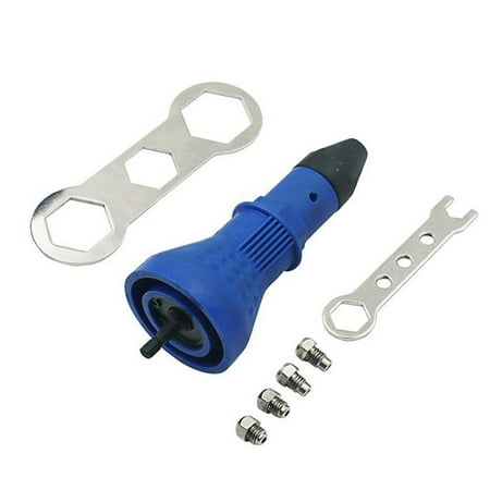 

Blue 6.35mm Shank Electric Rivet Nut Cordless Riveting Drill Adapter Attachment Tool 4 Nozzle (1.8 Mm 2.2 Mm 2.8 Mm 3.2 Mm)