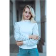 thumbnail image 5 of Women's Confetti Sequin Balloon Long Sleeve Mock Neck Pullover Sweatshirt, White, Large, 5 of 5