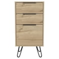 thumbnail image 1 of FM Furniture London Commode Moderne en Métal avec 3 Tiroirs et 4 Pieds en Chêne Clair, 1 of 7