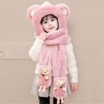 thumbnail image 2 of Gorro infantil oso tridimensional conjunto de tres piezas de invierno bebé más guantes de terciopelo niños y niñas gorro cálido bufanda integrado, 2 of 6