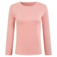 thumbnail image 5 of GEWSEY Women's Boat Neck Tops Long Sleeve Shirts Casual Fitted Tee Shirts Solid Color Fall Basic Clothes (Pink, L), 5 of 6