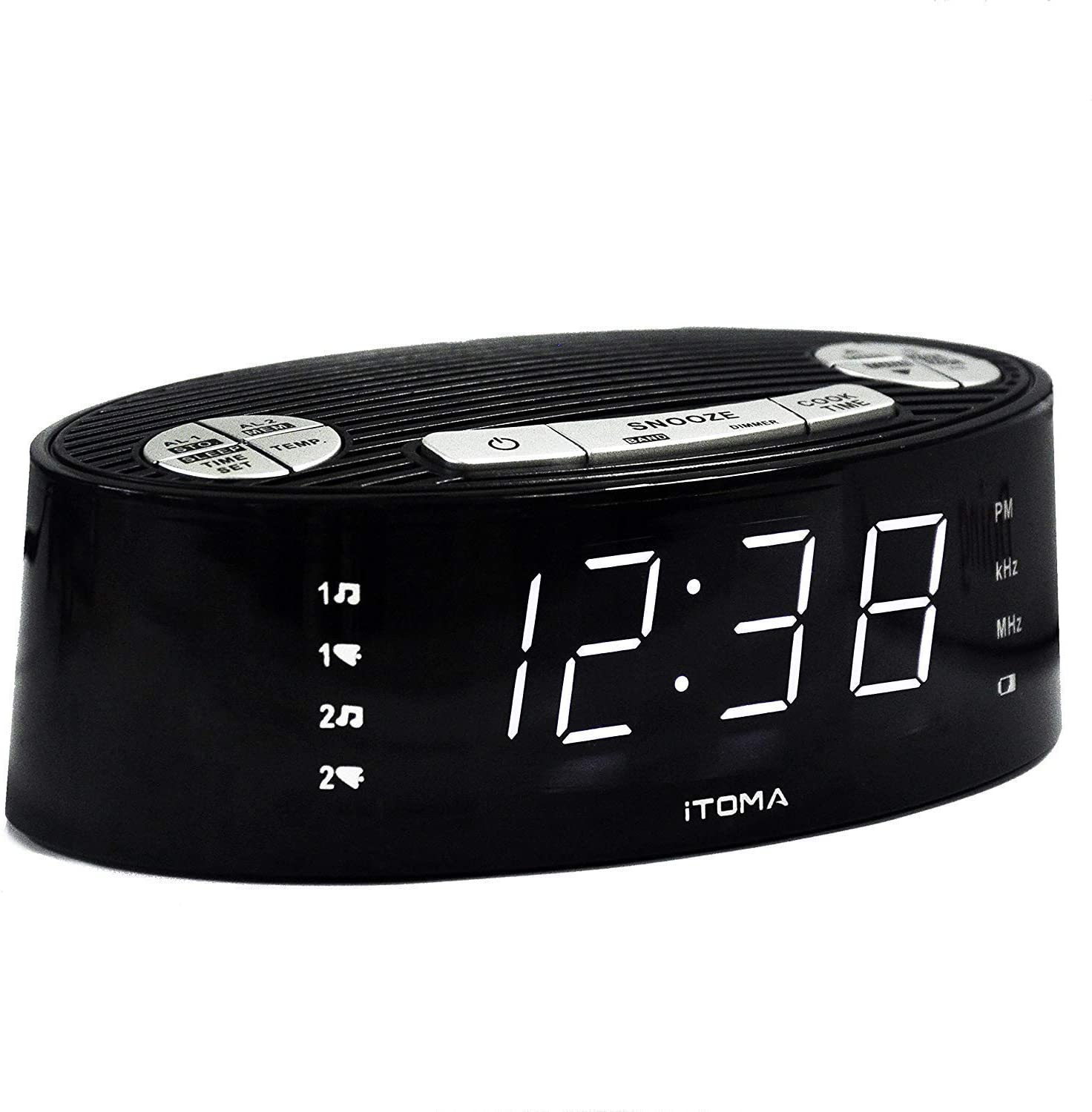 iTOMA Electronic Alarm Clock RadioFM Radio, Dual Alarm, Snooze, Dimmer