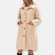 thumbnail image 1 of Abrigo y chaquetas informales de manga larga sin capucha para mujer, abrigo polar cálido de invierno con solapa y manga larga, color liso, con bolsillos y botones, largo medio, blusa para mujer, 1 of 6