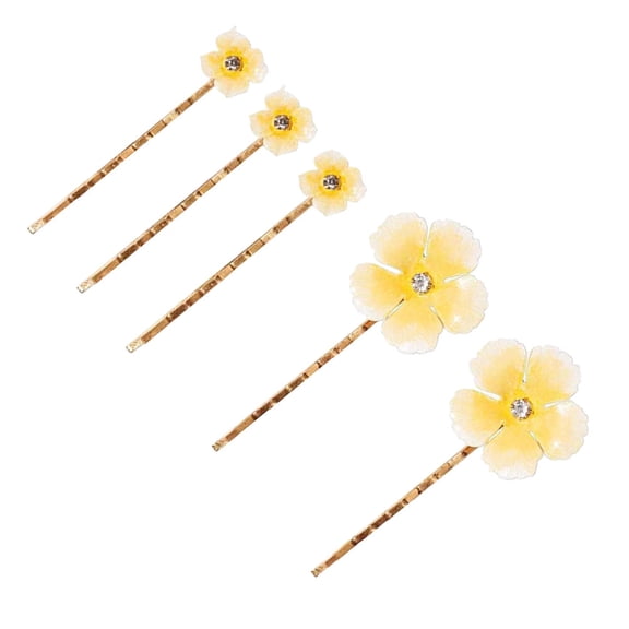 Supvox 5-Pack Yellow Flower Hair Clips Set, Stylish Floral Barrettes Hair Accessories for Women and Girls