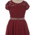 thumbnail image 3 of Big Girls' Lovely Floral Lace Chiffon Sparkling Rhinestone Flowers Girls Dresses Burgundy 8 (J20KS53), 3 of 3