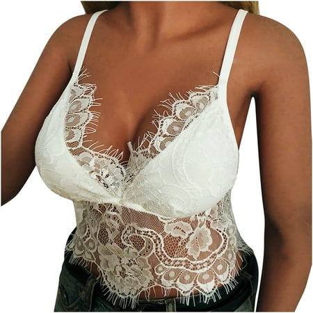 

Seamless Underwear For Women Alluring Women Lace Cage Bra Elastic Cage Bra Strappy Hollow Out Bra Bustier Spaghetti Strap Lace Bra White L