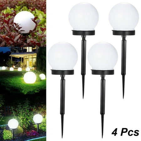 

Goodhd 4pc Solar Round Ball Globe LED Garden Path Ground Lights Stake Lighting Security